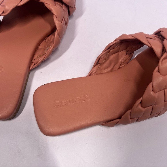 Open Edit Sandals Womens Size 7.5M Pink Crisscross Square Toe Braided Slip On - Picture 5 of 7